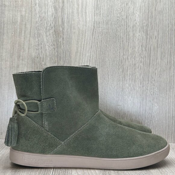 Koolaburra UGG Boots Womens Sz 9 Skyller Suede Tasseled Ankle Green 1092579 - Picture 1 of 13